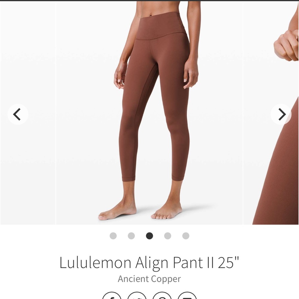 EUC Lululemon Align Pant II 25" Ancient Copper size 6 RARE OG